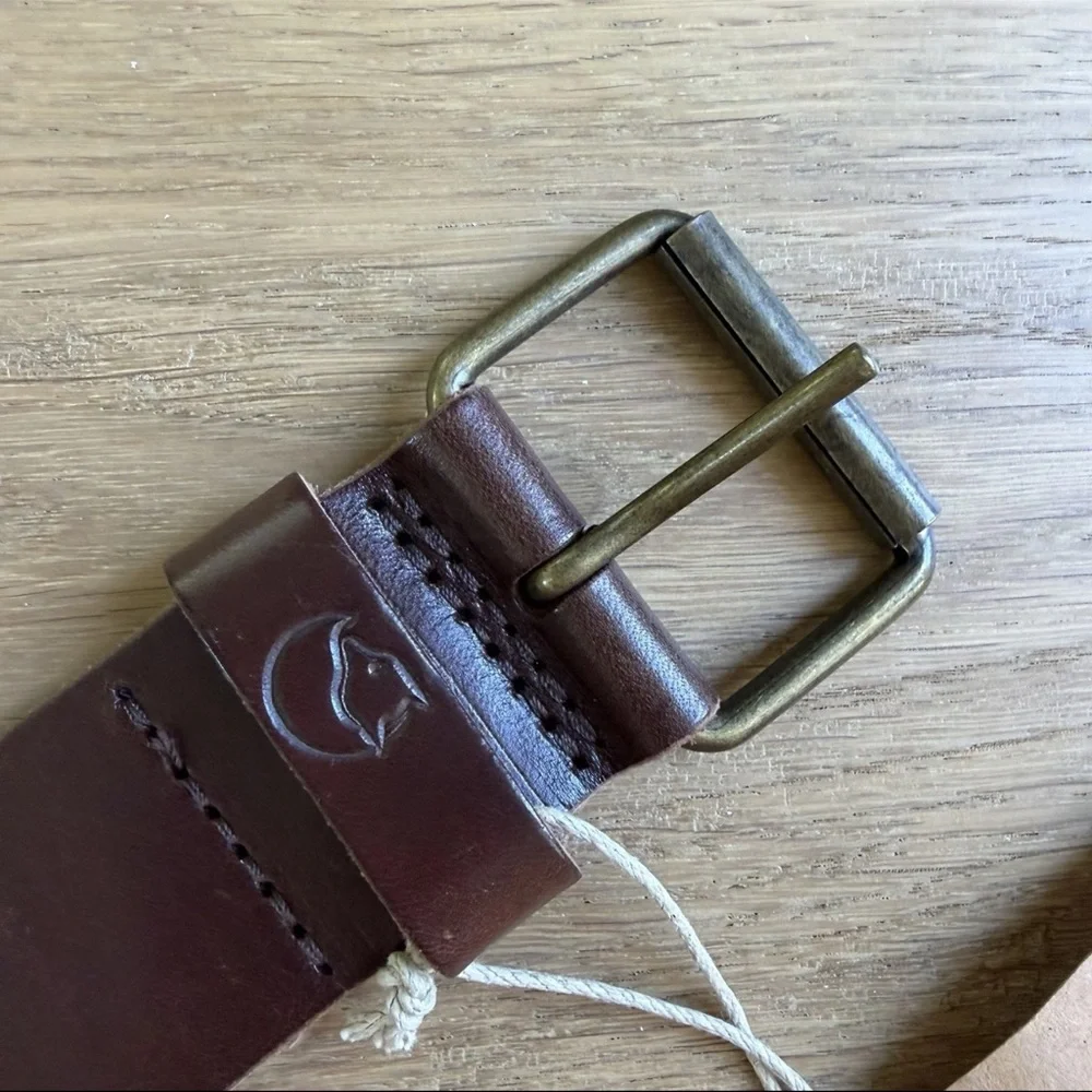 Fjällräven Singi Leather Belt Brown 4cm Brass Buckle Size 110 / 44 New With Tag